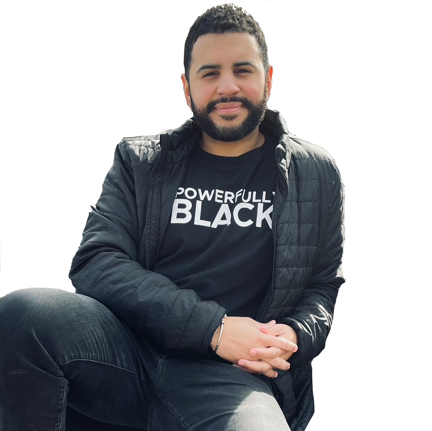 Powerfully Black T-Shirt worn by Brandon.