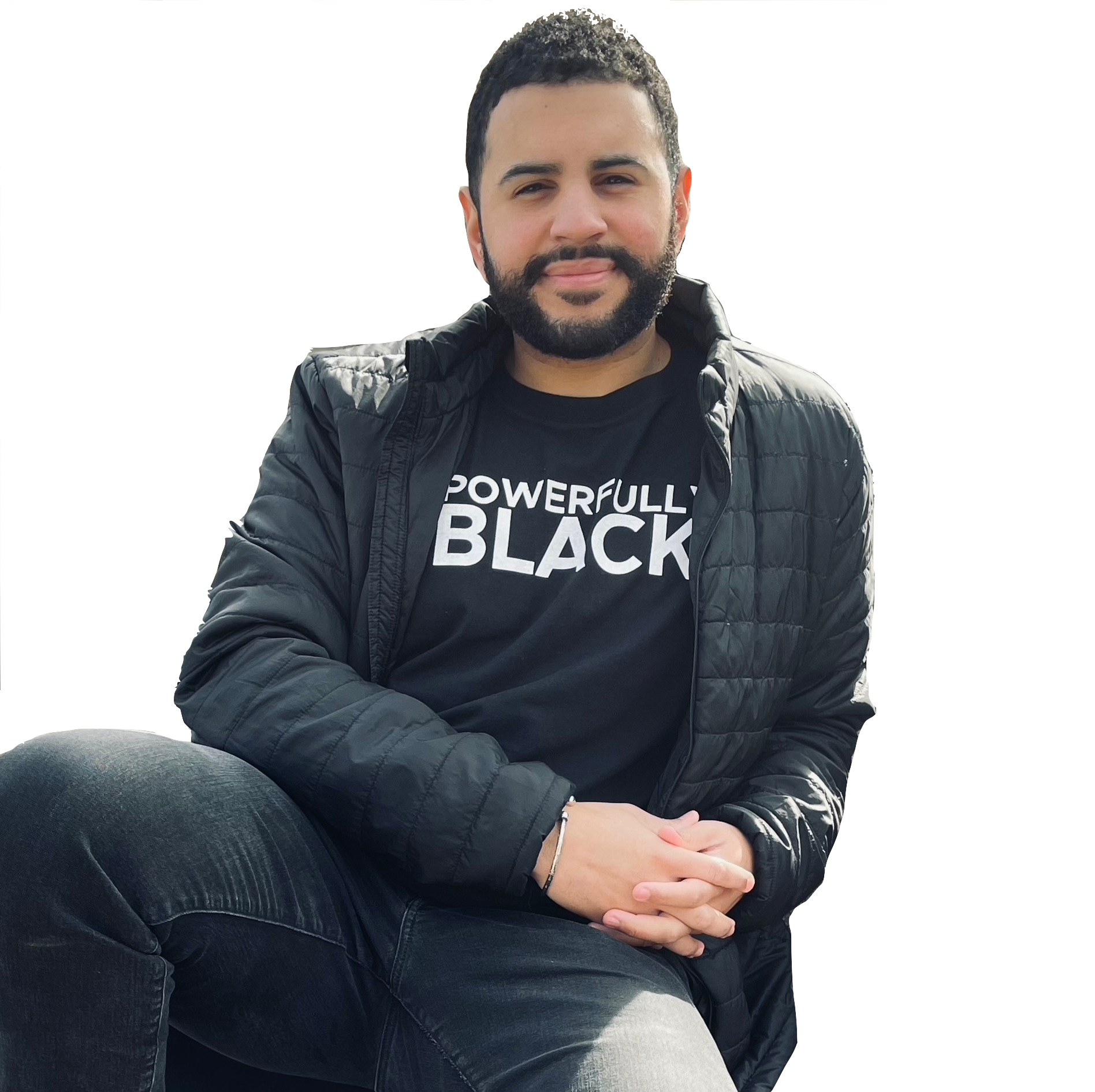 Powerfully Black T-Shirt worn by Brandon.