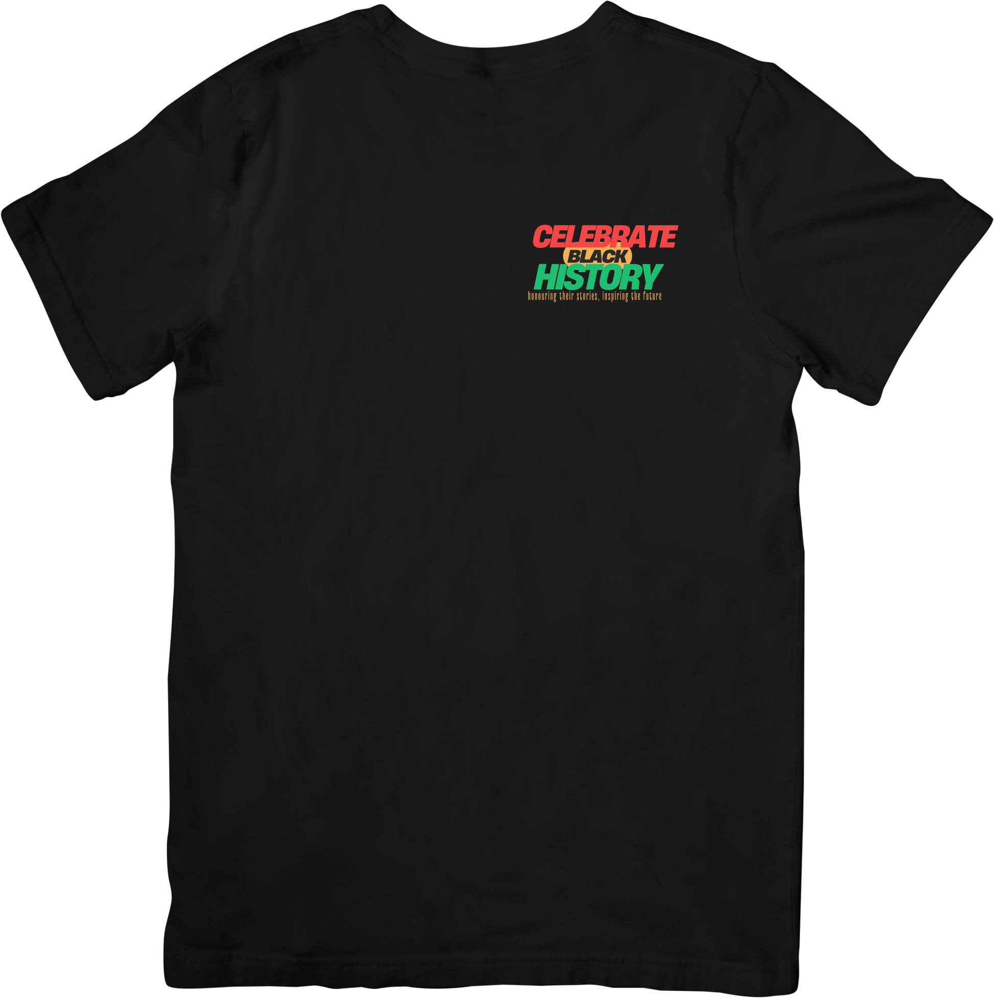 Pocket print Black History Month t-shirt front detail, Black History Month Canada t-shirt featuring Canadian Black leaders