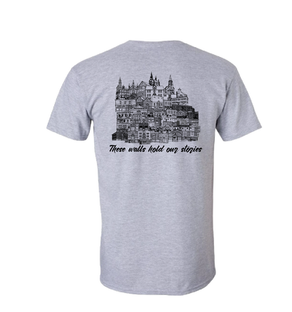 These Walls Hold Our Stories – Back Design T-Shirt (Whitney Pier with Front Chest Print)