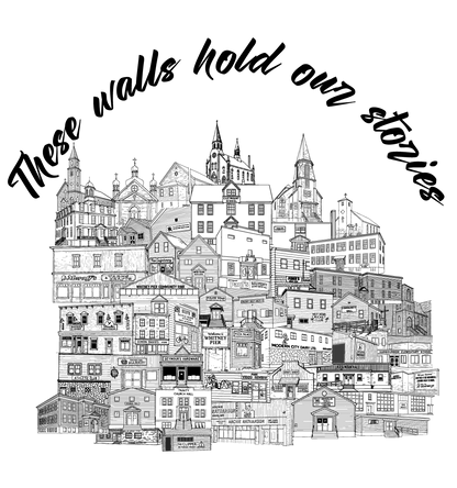 These Walls Hold Our Stories – Front Design T-Shirt (Whitney Pier Landmarks)