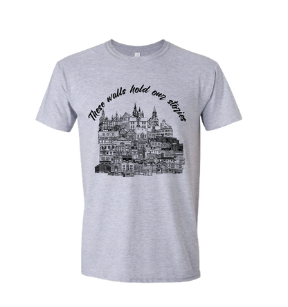 These Walls Hold Our Stories – Front Design T-Shirt (Whitney Pier Landmarks)